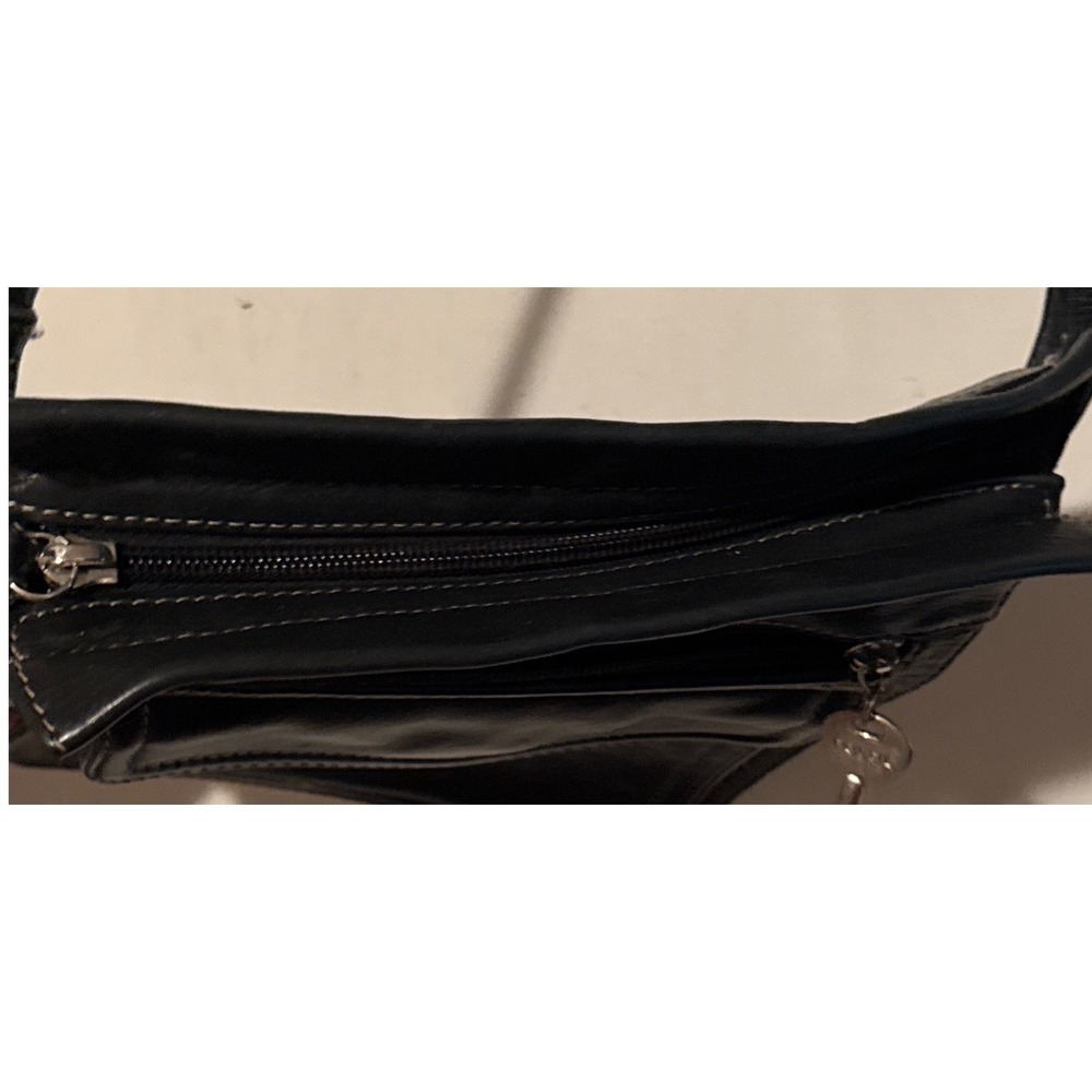Fossil Black Leather Crossbody Bag Signature Key Charm Organizer 75082 9 x 8 - Picture 13 of 16